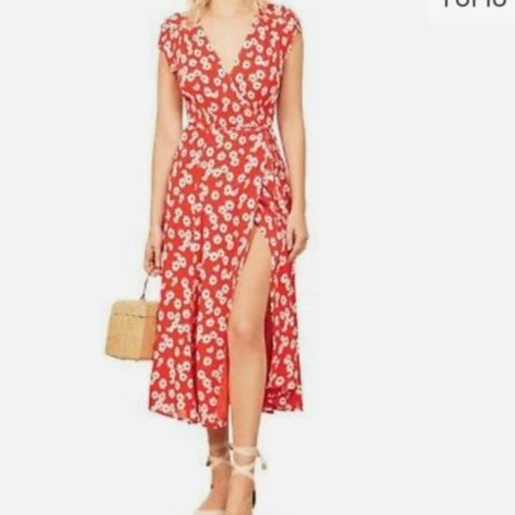Reformation Dresses & Skirts - Reformation Carina Wrap Dress Oopsie Daisy Size M EUC Midi
